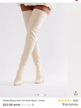 Always Bossy Over-The-Knee Stiletto Boots - Cream